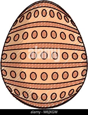 colored easter egg with dots and lines  doodle  over white backgrpund  vector illustration Stock Vector