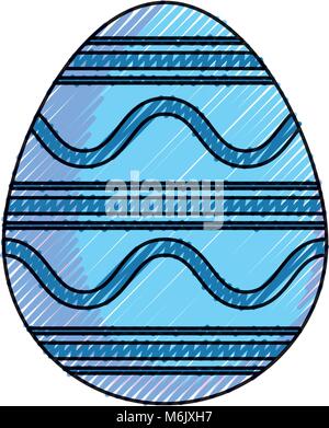 colored easter egg with lines  and curved lines  doodle  over white backgrpund  vector illustration Stock Vector