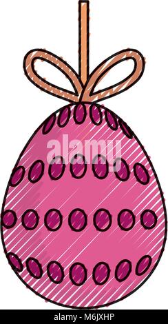 colored easter egg pendant with   dots doodle  over background  vector illustration Stock Vector