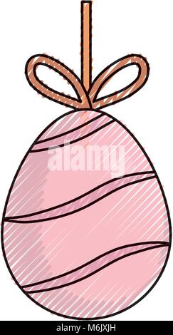 colored easter egg pendant with   curved lines  doodle  over background  vector illustration Stock Vector