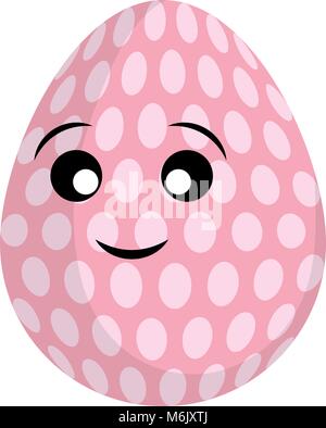 kawaii  easter egg with light pink circles on a dark pink background vector illustration Stock Vector