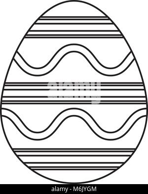 uncolored  easter egg  with lines and curved lines   over white bacground  vector illustration  Stock Vector