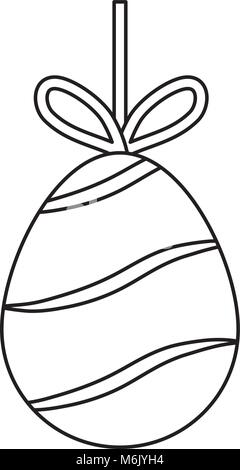 uncolored easter egg  pendant with  curved lines   design vector illustration Stock Vector