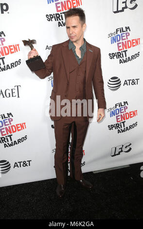 March 3, 2018 - Santa Monica, CA, U.S. - 03 March 2018 - Santa Monica, California - Sam Rockwell. 33rd Annual Film Independent Spirit Awards held at the Santa Monica Pier. Photo Credit: F. Sadou/AdMedia (Credit Image: © F. Sadou/AdMedia via ZUMA Wire) Stock Photo