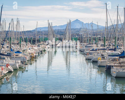 Yachts in bay of Hondarribia, Basque Country, Spain Stock Photo