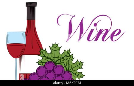 wine drink alcohol card Stock Vector