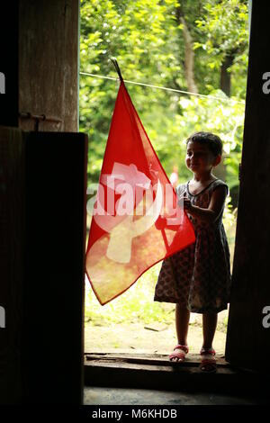 communist flag with boy and girl m6khdb