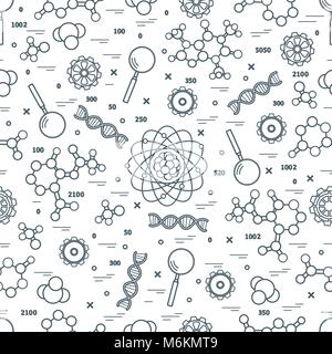 Seamless pattern with variety scientific, education elements. Design for banner, poster or print. Stock Vector