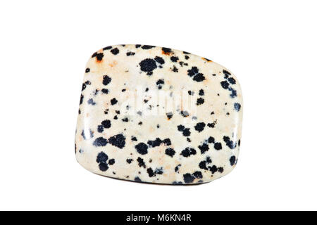 Macro shooting of natural gemstone. Leopard Jasper. Isolated object on a white background. Stock Photo