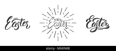 Easter. Set of Easter lettering labels. Happy Easter lettering script set Stock Vector