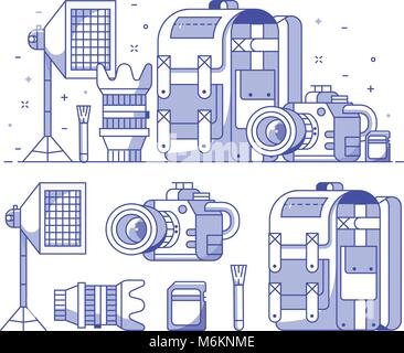 Photography Icons Set Stock Vector