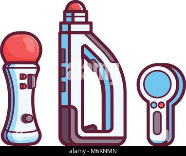 Vr Ar Game Controller Icon Set Stock Vector