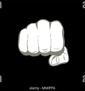 Realistic hand with clenched fist isolated on a black background. Flat design Stock Vector