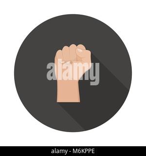 Realistic hand with clenched fist icon. Flat design. Fist of revolution and protest. Agitation concept. Hand up. Vector design element Stock Vector