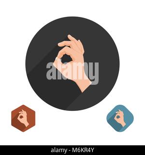 The hand icon in flat style showing a symbol well. Vector illustration. Flat design for social networks and web applications. Stock Vector