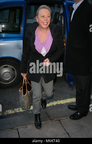 Jane Torvill and Christopher Dean leaving BBC Radio Two after promoting the ITV 'Dancing On Ice show' in London  Featuring: Jane Torvill Where: London, United Kingdom When: 02 Feb 2018 Credit: WENN.com Stock Photo