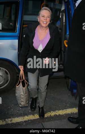 Jane Torvill and Christopher Dean leaving BBC Radio Two after promoting the ITV 'Dancing On Ice show' in London  Featuring: Jane Torvill Where: London, United Kingdom When: 02 Feb 2018 Credit: WENN.com Stock Photo