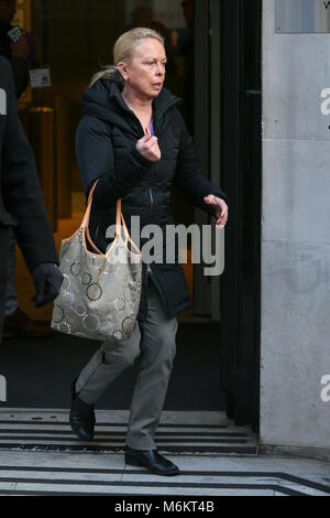 Jane Torvill and Christopher Dean leaving BBC Radio Two after promoting the ITV 'Dancing On Ice show' in London  Featuring: Jane Torvill Where: London, United Kingdom When: 02 Feb 2018 Credit: WENN.com Stock Photo