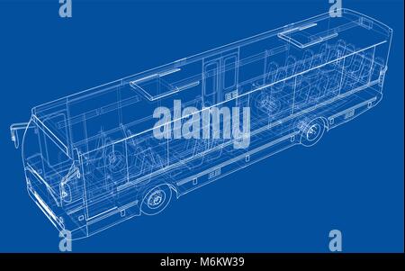 Concept city bus. Vector rendering of 3d Stock Vector