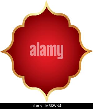 decorative figure in   red and gold  over white background  vector ilustration  Stock Vector