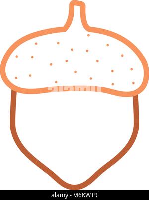 flat line colored  acorn over white background vector illustration Stock Vector