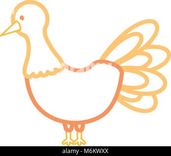 flat line colored turkey  thanksgiving over white  background vector illustration Stock Vector