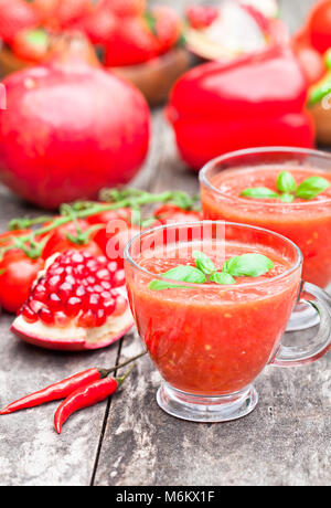 red  healthy vitamin cocktail in the glass cup Stock Photo