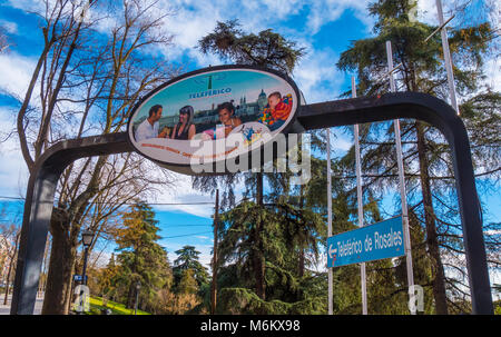 Cable car Teleferico in Madrid at west Park - MADRID / SPAIN - FEBRUARY 20, 2018 Stock Photo