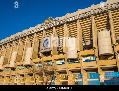 World famous Bernabeu stadium - the home of Real Madrid soccer football club - MADRID / SPAIN - FEBRUARY 20, 2018 Stock Photo