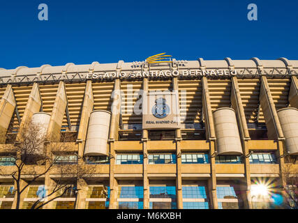 World famous Bernabeu stadium - the home of Real Madrid soccer football club - MADRID / SPAIN - FEBRUARY 20, 2018 Stock Photo