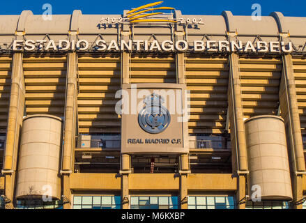 World famous Bernabeu stadium - the home of Real Madrid soccer football club - MADRID / SPAIN - FEBRUARY 20, 2018 Stock Photo