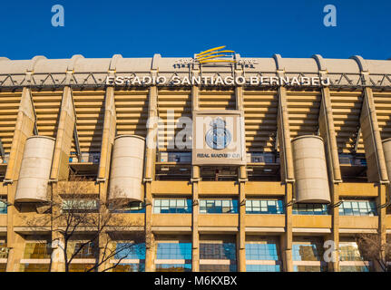 World famous Bernabeu stadium - the home of Real Madrid soccer football club - MADRID / SPAIN - FEBRUARY 20, 2018 Stock Photo