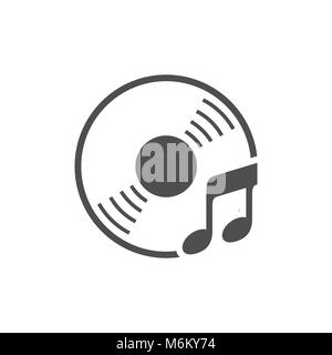 Audio CD Music Simple Icon White Vector Symbol Graphic Logo Design Stock Vector