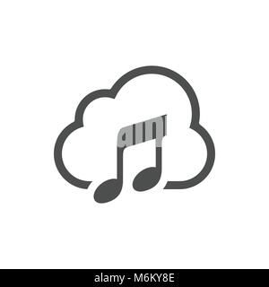 Cloud Music Simple Icon White Vector Symbol Graphic Logo Design Stock Vector