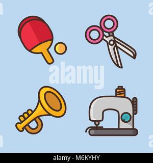 flat icons set - school objects and education items isolated on white background. 044 Stock Vector