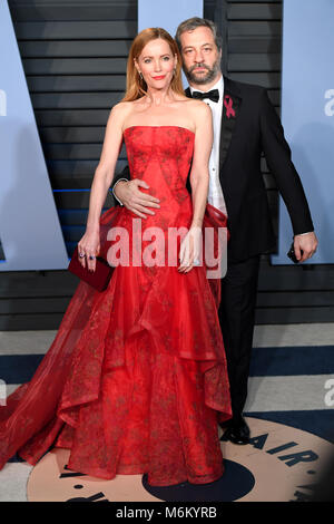 Leslie Mann and Judd Apatow attending the Vanity Fair Oscar Party held in Beverly Hills, Los Angeles, USA. Stock Photo