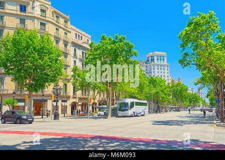 Barcelona, Spain - June 12, 2017 : Urban views - streets, people, tourists of the most beautiful city of the Mediterranean - Barcelona, capital of Cat Stock Photo