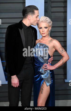 Halsey and G-Eazy arriving at the Vanity Fair Oscar Party held in Beverly Hills, Los Angeles, USA. Stock Photo