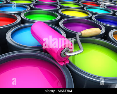 Many paints and colours. 3d illustration Stock Photo