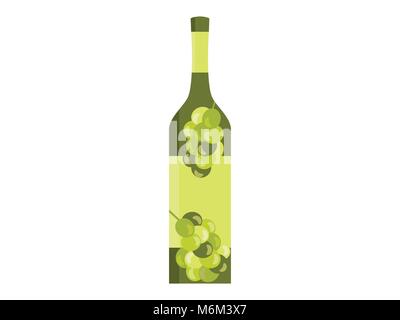 Bottle with the image of olives or grapes. Flat style isolated on white background. Vector illustration Stock Vector
