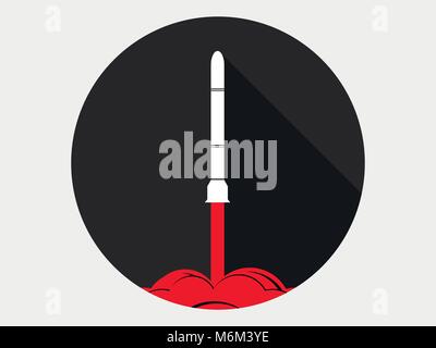 Launch of a nuclear missile. Start a ballistic missile. Vector illustration Stock Vector