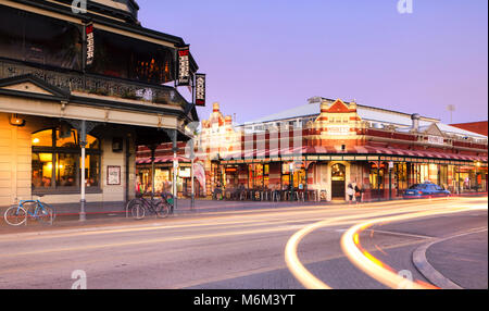 Fremantle Market and Sail and Anchor pub on a Friday night. South Terrace, Fremantle, Western Australia Stock Photo