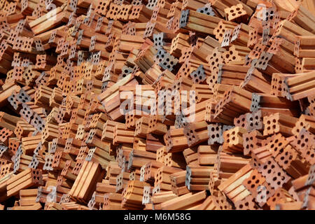 stack of brick for construction as background or texture Stock Photo