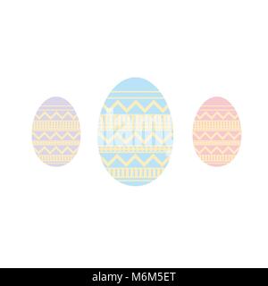 Set of easter color eggs on yellow background Stock Vector