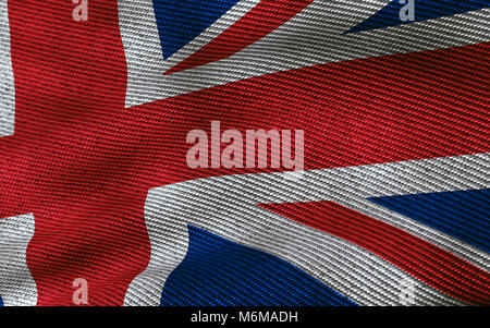 UK flag with fabric texture. 3D remder. Stock Photo