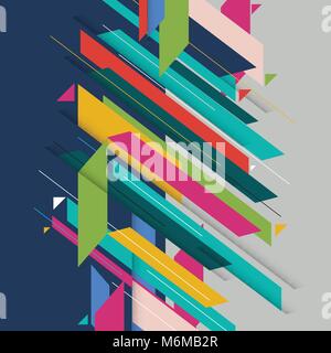 Mmodern diagonal shape abstract background geometric element. Multicolor lines and triangles elements. Vector graphic illustration Stock Vector