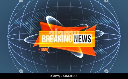 Logo of breaking news on world map Stock Vector