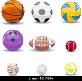 Icon set of various games balls Stock Vector