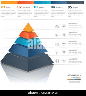 Colorful  pyramid chart. Useful for infographics and presentations. Stock Vector