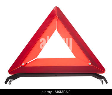 red triangle for emergency kit, auto tools. isolated on white background Stock Photo